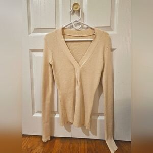 Beige Long sleeve knitted top